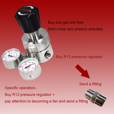 AFK R12 3000psi Nitrogen Gas Pressure Regulator Hidrogen Dengan Gauge CV 1.0